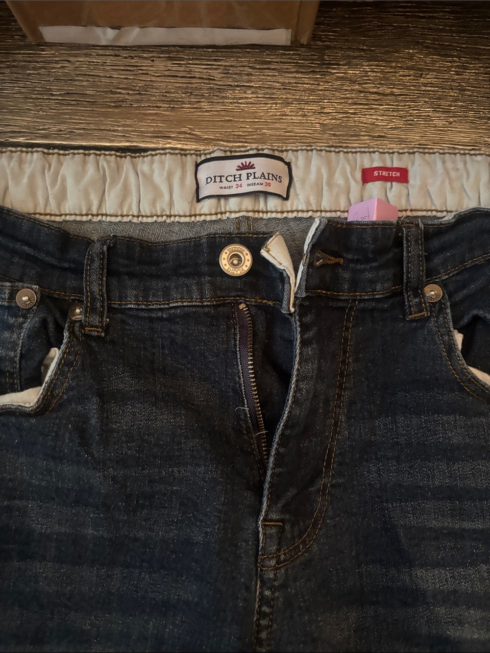 Stitch Plains  Dark Blue Straight Jeans 34/30